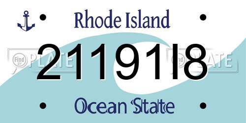 21191I8 Rhode Island License Plate