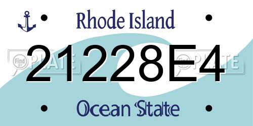 21228E4 Rhode Island License Plate