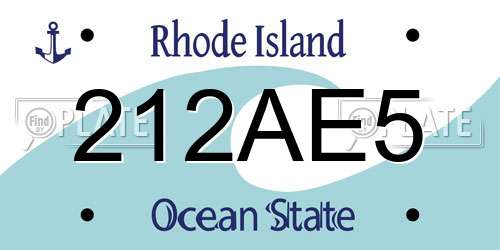212AE5 Rhode Island License Plate