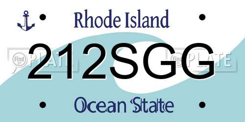 212SGG Rhode Island License Plate
