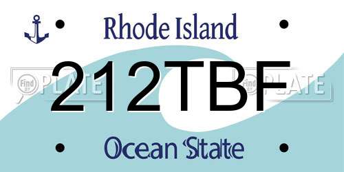 212TBF Rhode Island License Plate