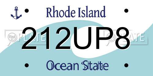 212UP8 Rhode Island License Plate