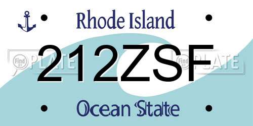 212ZSF Rhode Island License Plate