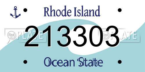 213303 Rhode Island License Plate