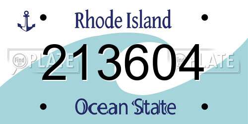 213604 Rhode Island License Plate