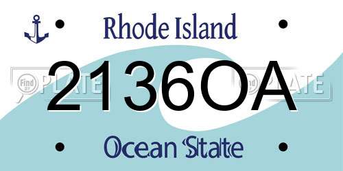 2136OA Rhode Island License Plate