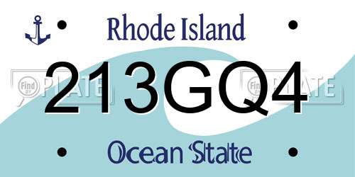 213GQ4 Rhode Island License Plate