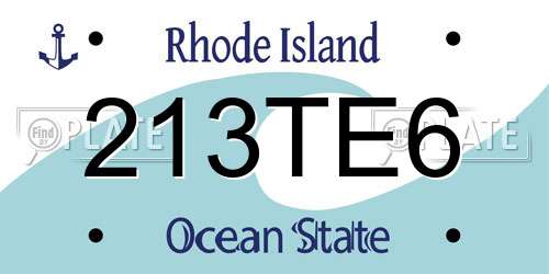 213TE6 Rhode Island License Plate