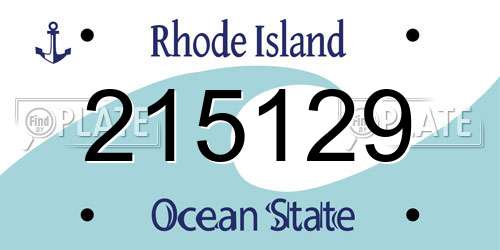 215129 Rhode Island License Plate