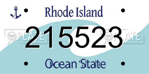 215523 Rhode Island License Plate