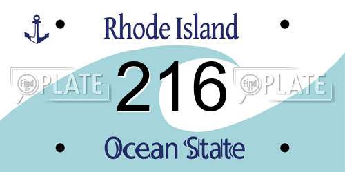 216 Rhode Island License Plate