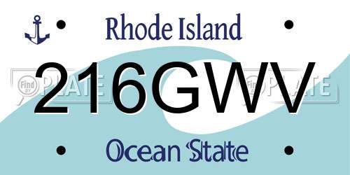 216GWV Rhode Island License Plate