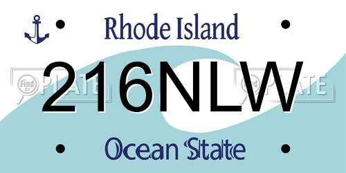 216NLW Rhode Island License Plate