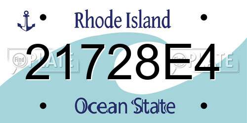 21728E4 Rhode Island License Plate