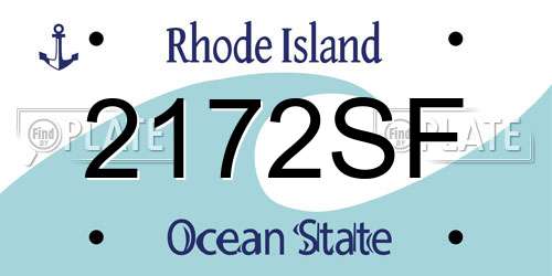2172SF Rhode Island License Plate
