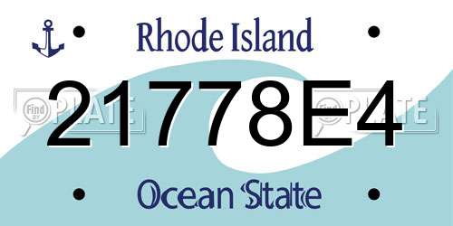 21778E4 Rhode Island License Plate