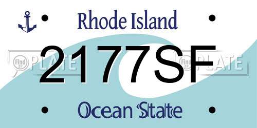 2177SF Rhode Island License Plate