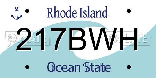 217BWH Rhode Island License Plate