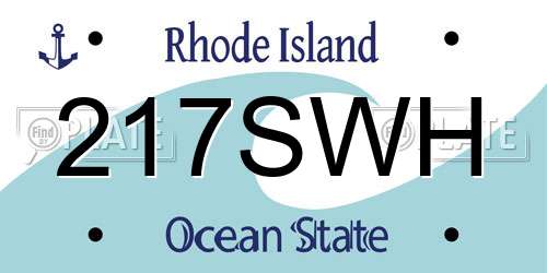 217SWH Rhode Island License Plate