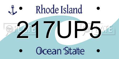 217UP5 Rhode Island License Plate