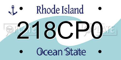 218CP0 Rhode Island License Plate