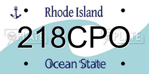 218CPO Rhode Island License Plate
