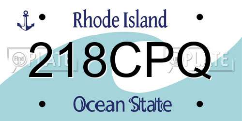 218CPQ Rhode Island License Plate
