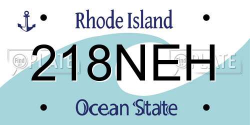 218NEH Rhode Island License Plate