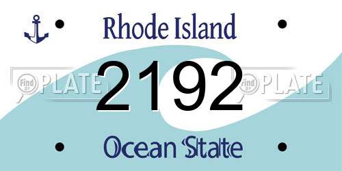 2192 Rhode Island License Plate