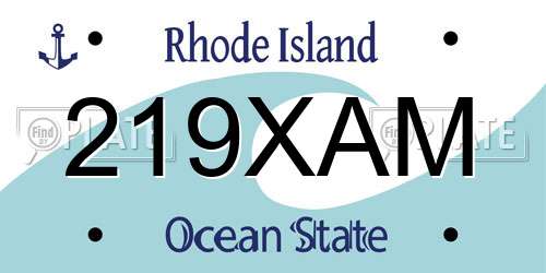 219XAM Rhode Island License Plate