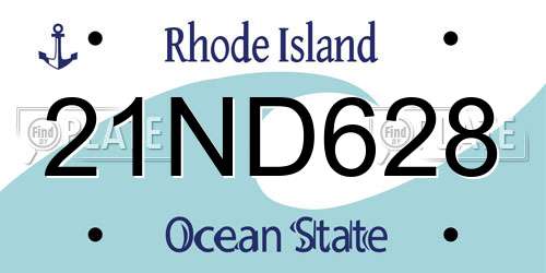 21ND628 Rhode Island License Plate