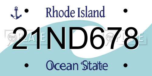 21ND678 Rhode Island License Plate