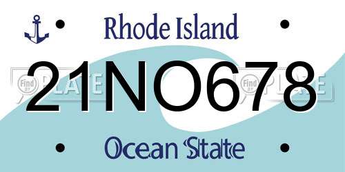 21NO678 Rhode Island License Plate