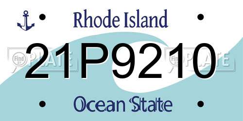 21P9210 Rhode Island License Plate