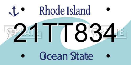21TT834 Rhode Island License Plate
