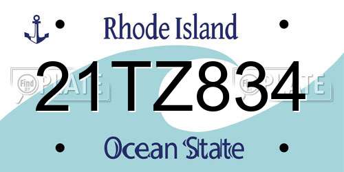21TZ834 Rhode Island License Plate