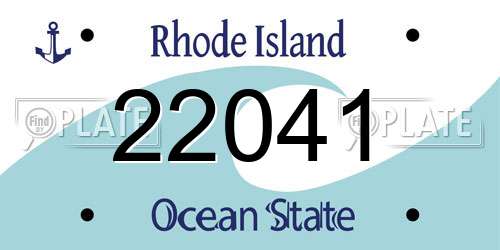 22041 Rhode Island License Plate
