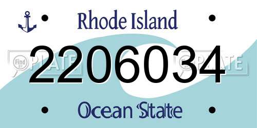 2206034 Rhode Island License Plate