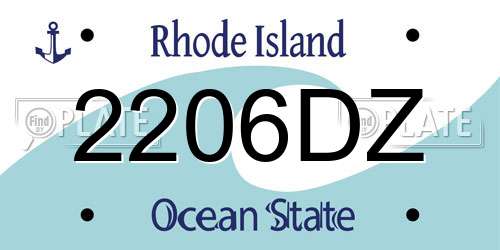 2206DZ Rhode Island License Plate