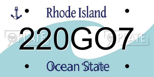 220GO7 Rhode Island License Plate