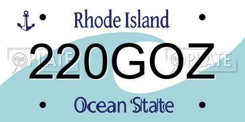 220GOZ Rhode Island License Plate
