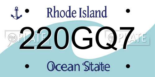 220GQ7 Rhode Island License Plate