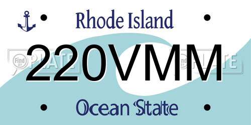 220VMM Rhode Island License Plate