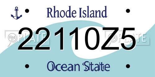 22110Z5 Rhode Island License Plate