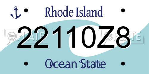 22110Z8 Rhode Island License Plate
