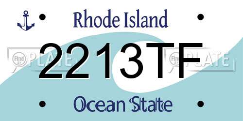 2213TF Rhode Island License Plate