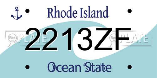2213ZF Rhode Island License Plate