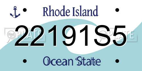 22191S5 Rhode Island License Plate