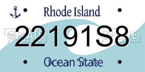 22191S8 Rhode Island License Plate