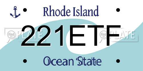 221ETF Rhode Island License Plate